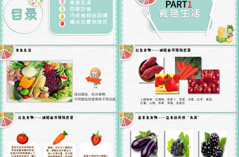 綠色簡約清新健康生活飲食常識ppt