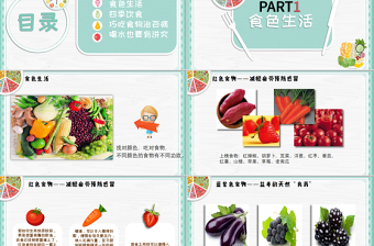 綠色簡約清新健康生活飲食常識ppt