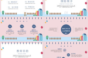 小清新時尚卡通糖果配色全民國防教育日PPT模板