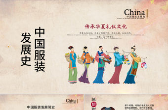 傳承中國文化中國服裝發展史介紹教育教學PPT模板