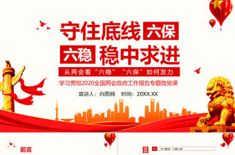 從兩會看六穩(wěn)六保如何發(fā)力守住底線穩(wěn)中求進(jìn)動態(tài)PPT