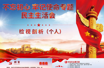 原創(chuàng)不忘初心牢記使命民主生活會檢視剖析（個人