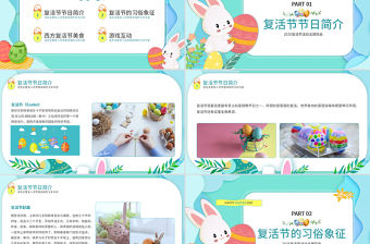 2022歡樂復活節卡通風復活節活動主題班會課件模板