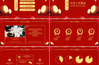 紅色中國風贏戰2018年終總結計劃PPT模板