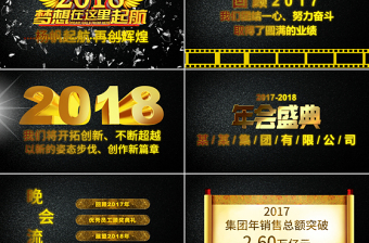 黃色大氣2018年會元旦晚會頒獎倒計時PPT模板