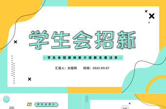 2022學(xué)生會(huì)招新PPT卡通風(fēng)新學(xué)期學(xué)生會(huì)招新納新介紹專題課件模板