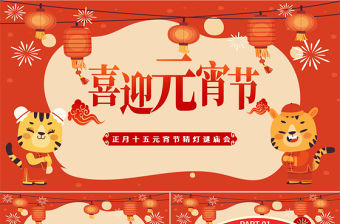 2022喜迎元宵節PPT中國風正月十五元宵節猜燈謎廟會活動課件模板