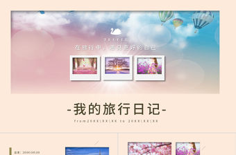 旅游攝影相冊旅行日記照片圖片PPT模板幻燈片