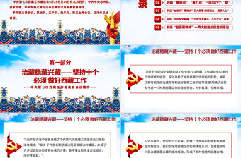 藍色藏族元素地域黨課之中央第七次西藏工作座談會會議精神PPT模板