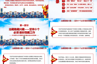 藍色藏族元素地域黨課之中央第七次西藏工作座談會會議精神PPT模板