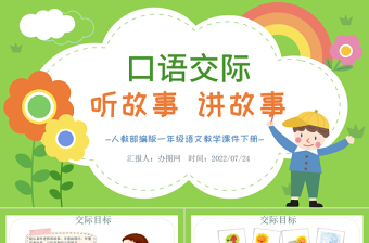 2022聽故事，講故事PPT卡通風(fēng)口語交際小學(xué)一年級語文下冊人教版教學(xué)課件