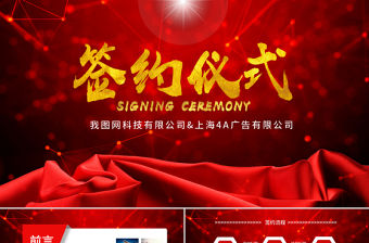 大氣喜慶企業戰略合作簽約儀式PPT模板