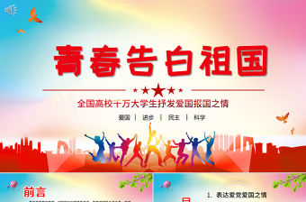 青春告白祖國PPT紅色昂揚共青團員大學生愛國實踐故事報國奮斗之志團組織課件