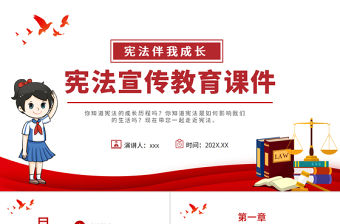 國家憲法日PPT簡潔卡通風憲法伴我成長法制宣傳教育課件
