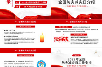 2022全國防災減災日PPT紅色精美減輕災害風險守護美好家園主題防災減災日專題課件模板