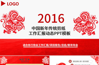 2016猴年剪紙風格工作總結動態PPT