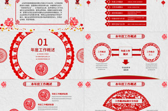 創意雞年剪紙2017年終總結ppt模板