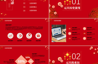 立體花朵祥云2021牛年慶元旦迎新年P(guān)P模板