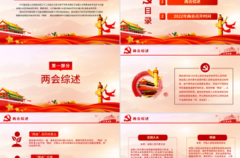 喜迎2022年全國(guó)兩會(huì)PPT紅色喜慶聚焦兩會(huì)關(guān)注民生深入貫徹學(xué)習(xí)兩會(huì)精神黨課課件