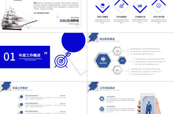 2022年終總結PPT藍色創意微粒體商務風虎年工作總結述職報告模板