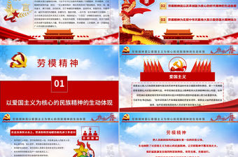 淡藍簡約黨建風弘揚勞模精神做新時代奮斗者