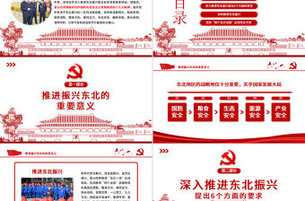 紅色剪紙黨政風地域黨課之推進東北振興黨課PPT模板