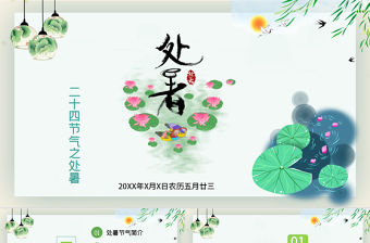 原創(chuàng)小清新校園文化教育傳統(tǒng)中國二十四節(jié)氣之處暑節(jié)氣相關(guān)知識介紹主題班會PPT-版權(quán)可商用