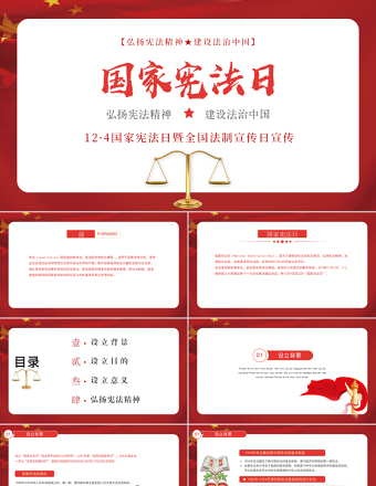 法制宣傳國家憲法日PPT模板