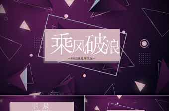 時(shí)尚科技感紫色乘風(fēng)破浪通用版年終工作總結(jié)PPT模板