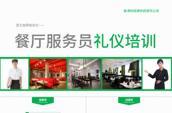 酒店餐廳餐飲服務員禮儀培訓PPT模板