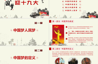 水墨黨建迎十九大，筑中國夢PPT模板