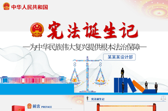 憲法誕生記黨政黨建藍(lán)色簡(jiǎn)約中國(guó)風(fēng)憲法修改PPT模板