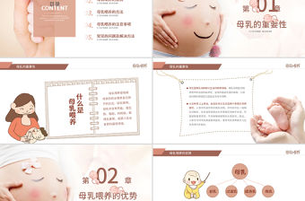 原創準媽媽母乳喂養知識培訓親子母嬰PPT模板-版權可商用