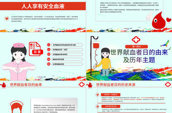 原創2021年世界獻血者日公益愛心無償獻血醫療PPT模板-版權可商用