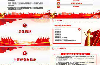 2024年下半年黨建計(jì)劃PPT紅色精美黨員干部學(xué)習(xí)教育黨課