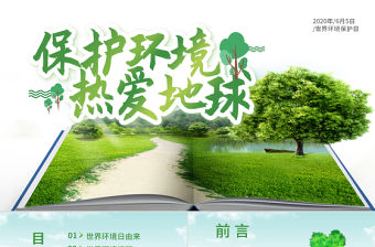 2020世界環(huán)境日保護環(huán)境熱愛地球PPT模板