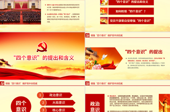 2021微型黨課ppt模板下載增強四個意識演講稿-含講稿