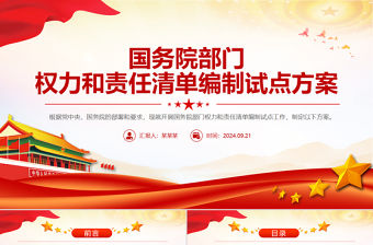 精美黨政風(fēng)國務(wù)院部門權(quán)力和責(zé)任清單編制試點(diǎn)方案PPT模板
