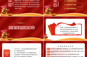 2023抗美援朝73周年紀(jì)念日PPT紅色簡約風(fēng)紀(jì)念中國人民志愿軍抗美援朝73周年專題課件模板下載