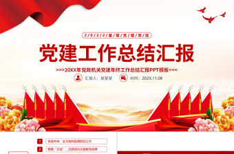 2022基層黨建黨政工作總結(jié)匯報PPT紅色精品黨政機關(guān)黨建年終工作總結(jié)匯報專題黨課課件