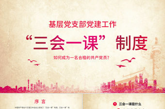 大氣簡約基層黨支部黨建工作三會一課PPT模板