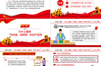 守紀律講規(guī)矩PPT紅色大氣黨政風(fēng)爭做一名守紀律講規(guī)矩的共產(chǎn)黨員專題課件模板