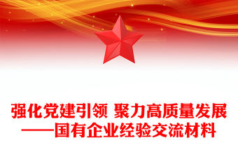 強化黨建引領 聚力高質量發展——國有企業經驗交流材料