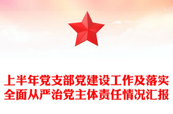 上半年黨支部黨建設工作及落實全面從嚴治黨主體責任情況匯報