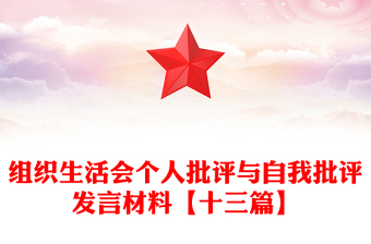 組織生活會個人批評與自我批評發(fā)言材料【十三篇】