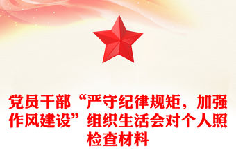 黨員干部“嚴守紀律規矩，加強作風建設”組織生活會對個人照檢查材料