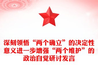 深刻領悟“兩個確立”的決定性意義進一步增強“兩個維護”的政治自覺研討發(fā)言