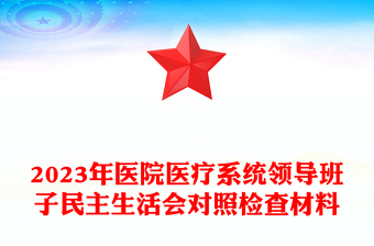2023年醫(yī)院醫(yī)療系統(tǒng)領(lǐng)導(dǎo)班子民主生活會(huì)對(duì)照檢查材料
