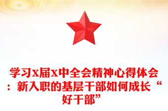 學(xué)習(xí)X屆X中全會精神心得體會：新入職的基層干部如何成長“好干部”