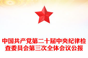 精美風(fēng)中國共產(chǎn)黨第二十屆中央紀(jì)律檢查委員會第三次全體會議公報(bào)PPT專題課件模板(講稿)